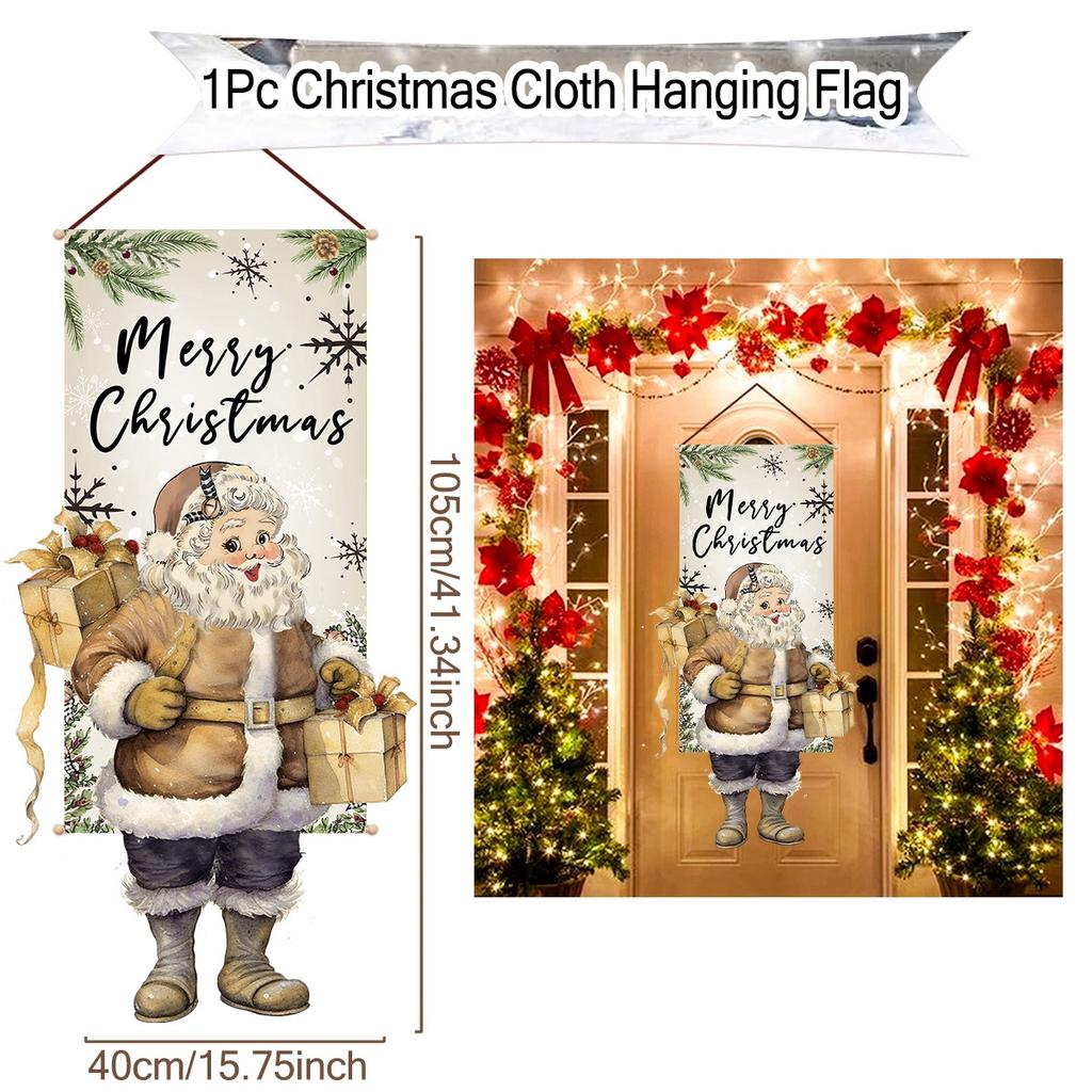 Wisząca flaga świąteczna Baner na drzwi ganku Dekoracje świąteczne do domu 2024 Ozdoby Prezenty świąteczne Navidad Wystrój noworoczny 2025