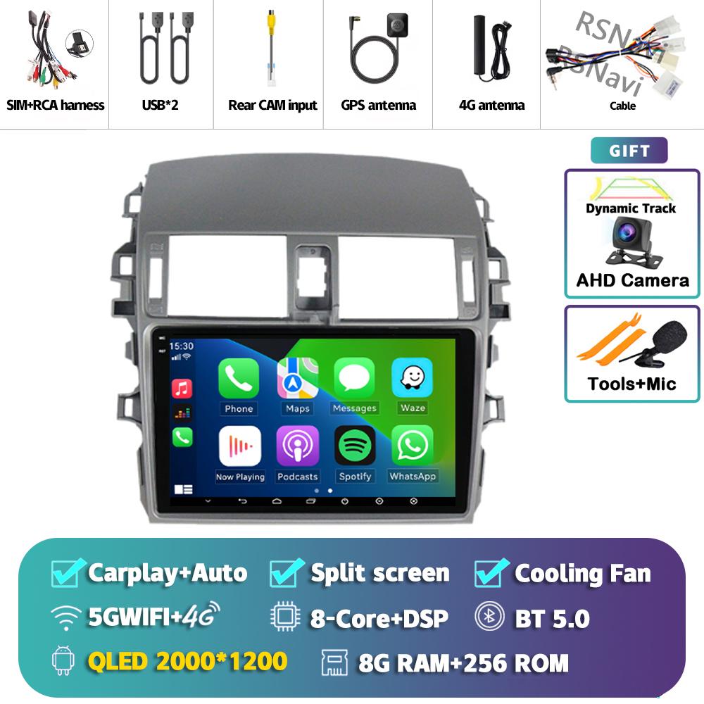 Android 14 Carplay Auto For Toyota Corolla 2006 - 2013 Car Radio 4G+WIFI Player Multimedia Stereo 360 Camera Navigation Video BT