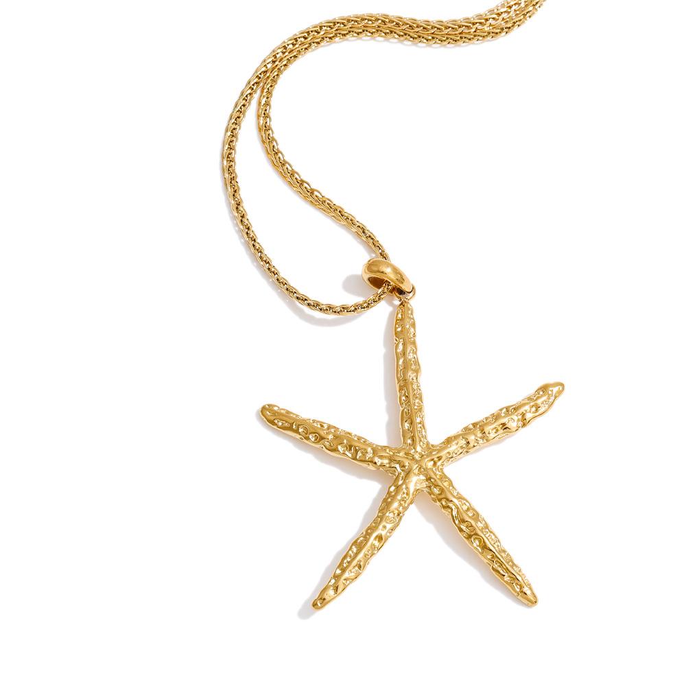 

Yhpup Ocean Style Stainless Steel Metal Starfish Pendant Necklace Waterproof 16K Gold&Platinum Plated Summer Beach Trend Jewelry