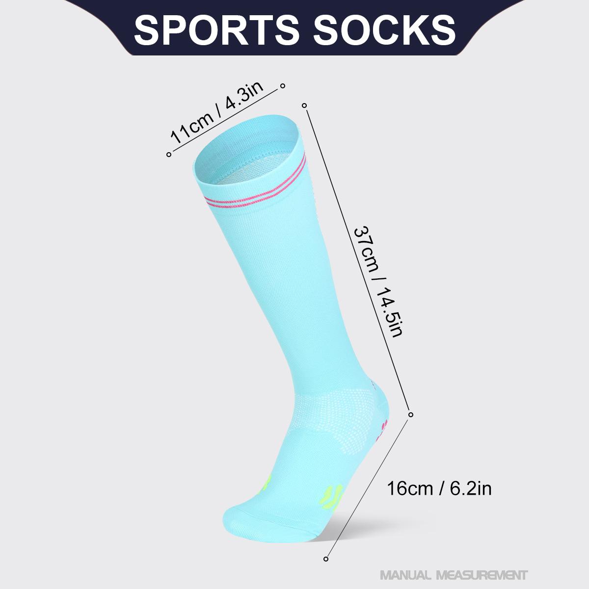 

1 пара компрессионных носков, впитывающие и дышащие, подходят для занятий спортом на открытом воздухе, таких как бег, езда на велосипеде, баскетбол и другие виды спорта светло-синий