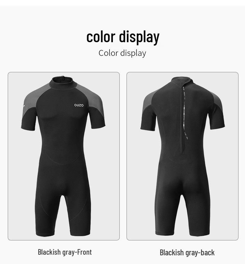 Men's 1.5mm Short Sleeve Wetsuit for Diving, Surfing, and Winter Swimming - Full Body Sun and Jellyfish Protection