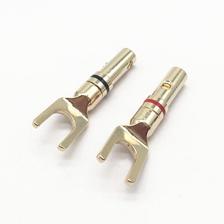Gold-Plated Copper 4mm Banana Plug Speaker Wire Audio Connector (Red/Black)