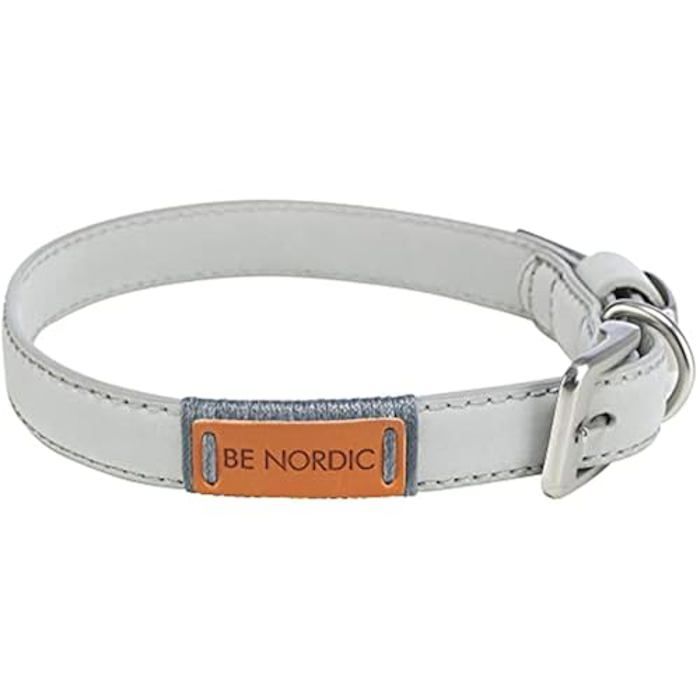 Collier - TRIXIE - BE Nordic - Cuir - Gris Clair - 40-46 Cm/20 Mm