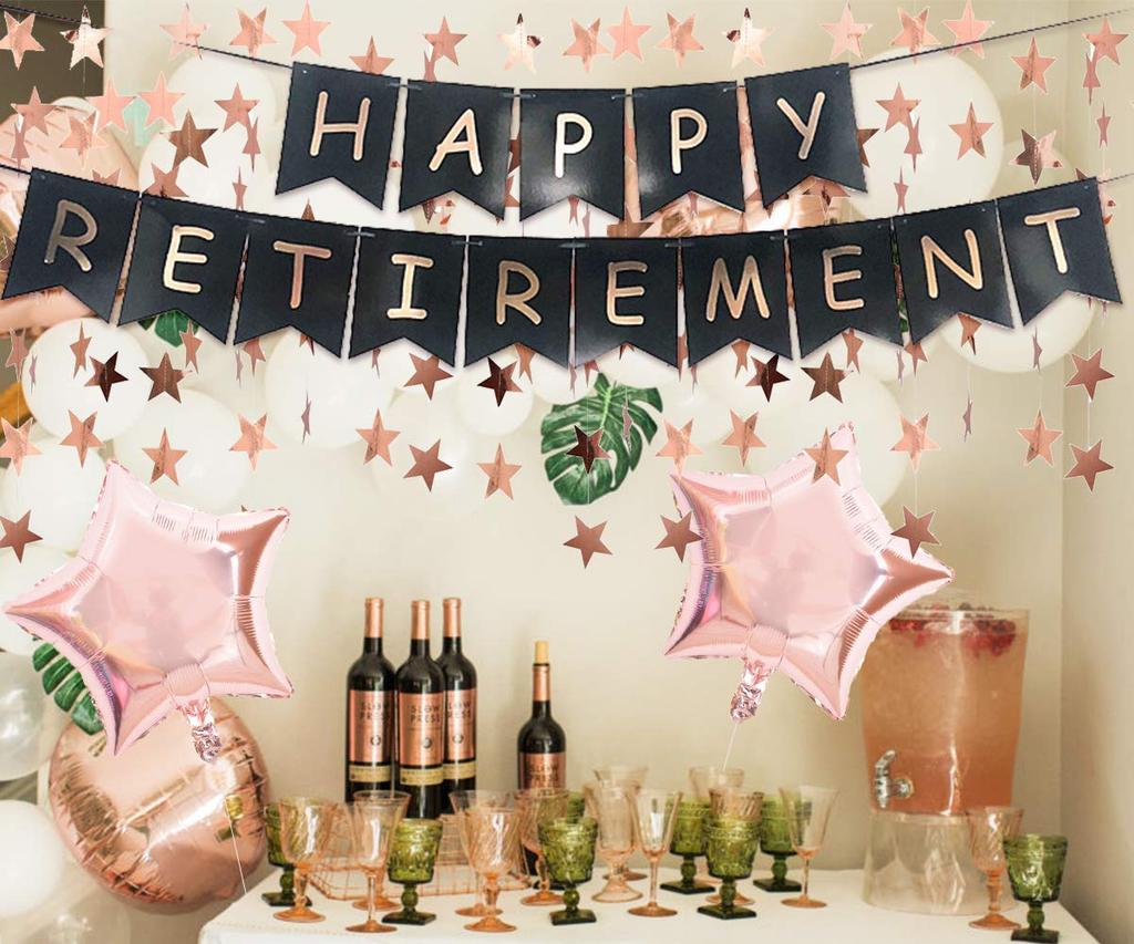 Miramall Retirement Party Retirement Anniversary Shiny Rose Store Women Decorations, Celebration, Balloons, Confetti, Gold, Latex, Black, Decorations,