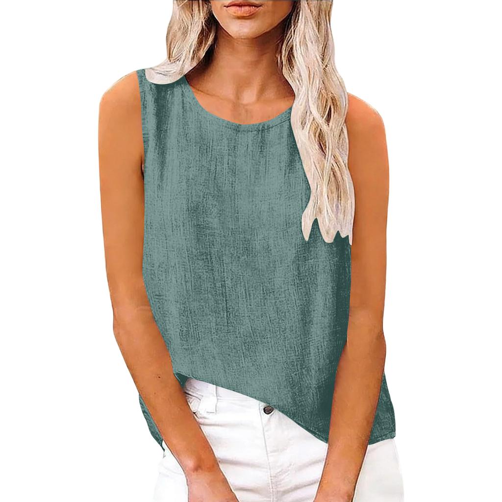 Women's Sleeveless Cotton And Linen Top For Spring And Summer