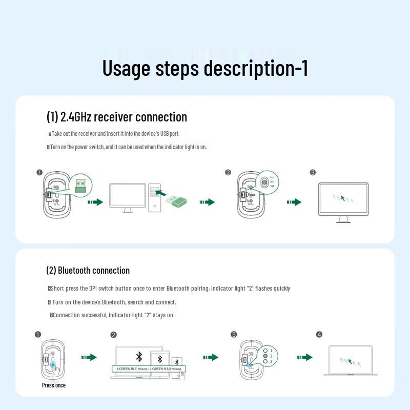 Ugreen MU102 Dual-Mode Wireless Bluetooth Silent Mouse