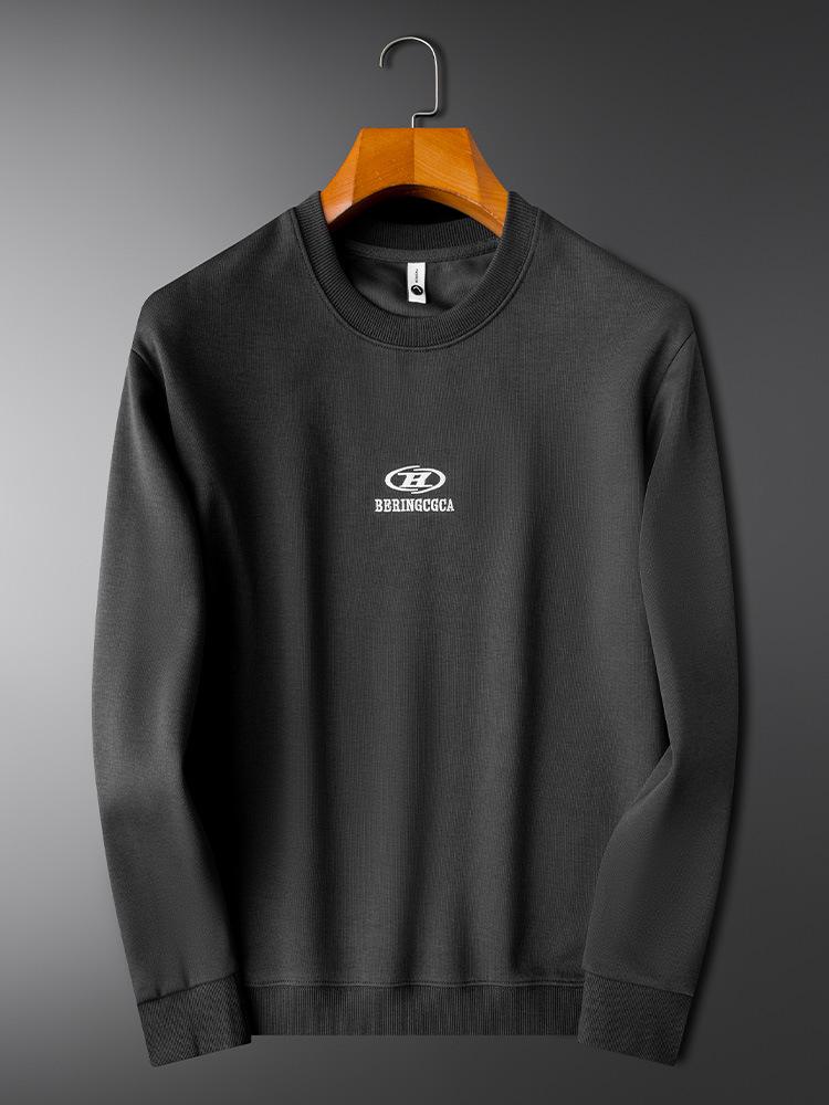 Herren Schwergewicht Gestickter Sport-Hoodie, Herbst/Winter 2025, Rundhals, Leicht lockere Passform