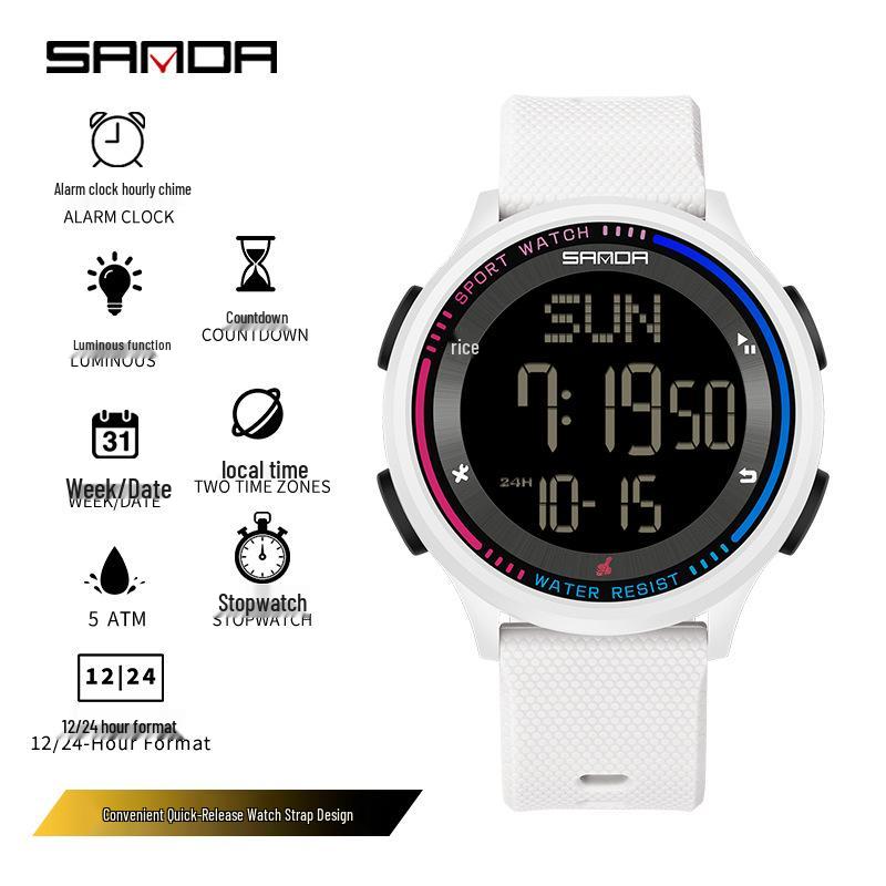 Sanda Leuchtende Wasserdichte Unisex Multifunktionale Armbanduhr: Trendig & Modisch für Jugendliche