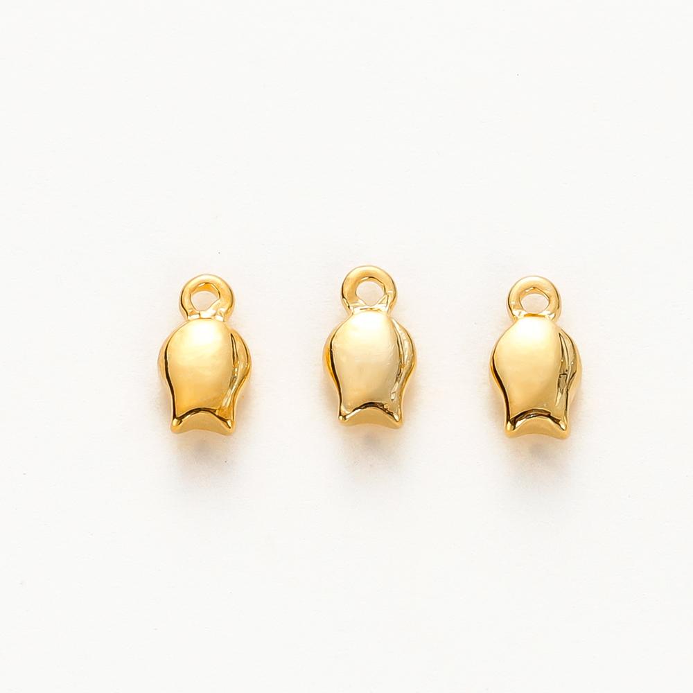 20pcs/lot 14K/18K Gold Color Plated Brass Tulip Shape Pendants 4x7mm Charms Pendant for DIY Necklace Jewelry Making Supplies