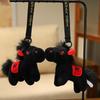 12Cm Cute Black Horse Plush Toy Doll Keychain Bag Pendant Charms Car Keyring Accessories For Women Couples Kawaii Gift