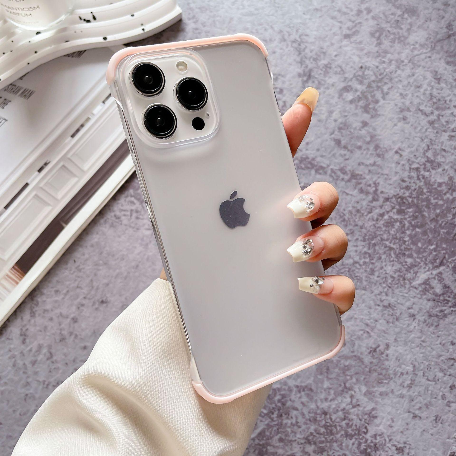 

Подходит для чехла для мобильного телефона Apple 16 Контрастный цвет Два в одном IPhone 15 Ощущение кожи Без рамки 14promax Летнее рассеивание тепла Apple 12Promax розовый