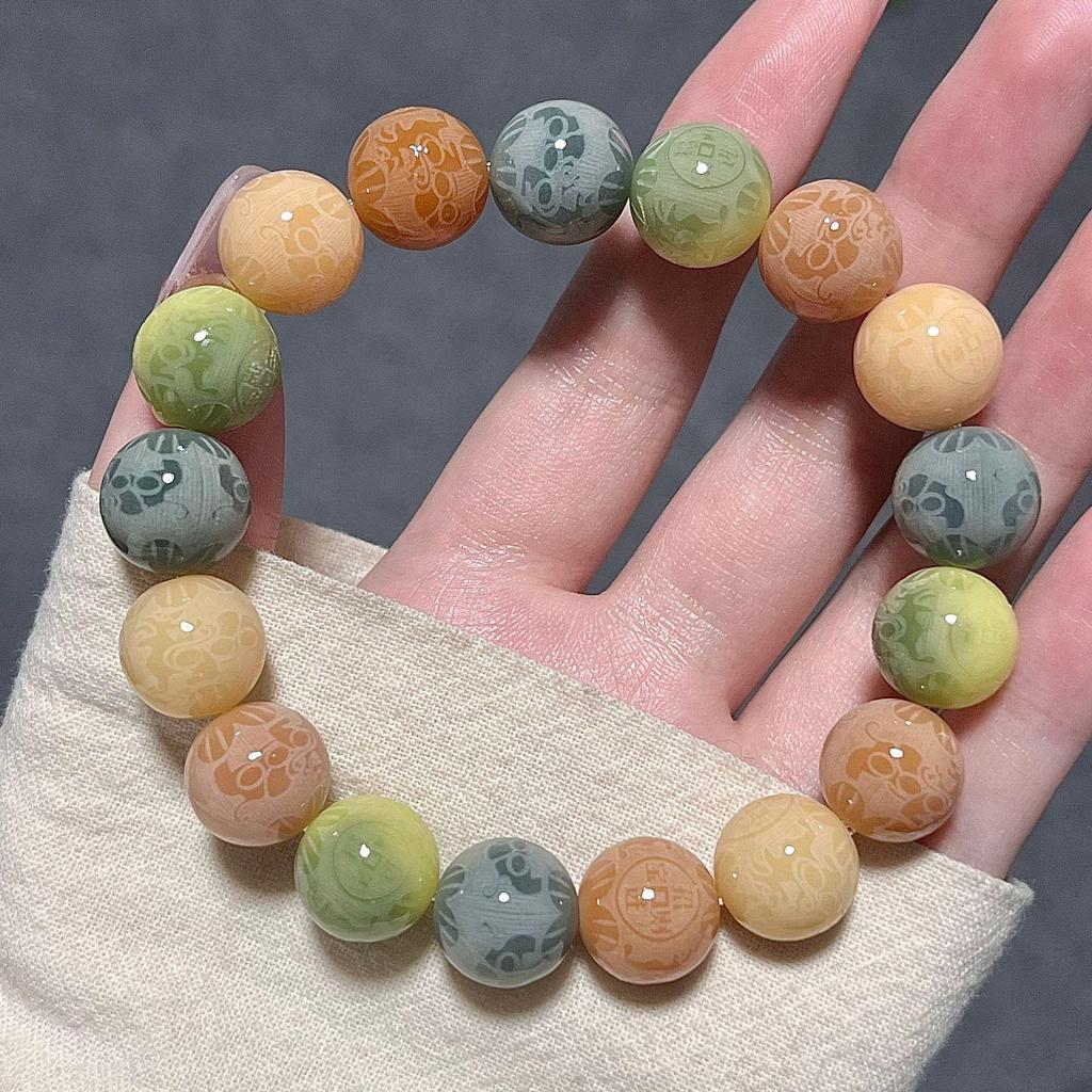 Bodhi Root Six-Character Mantra Beads: Women's Wrap-Around Bracelet for Prayer & Meditation.