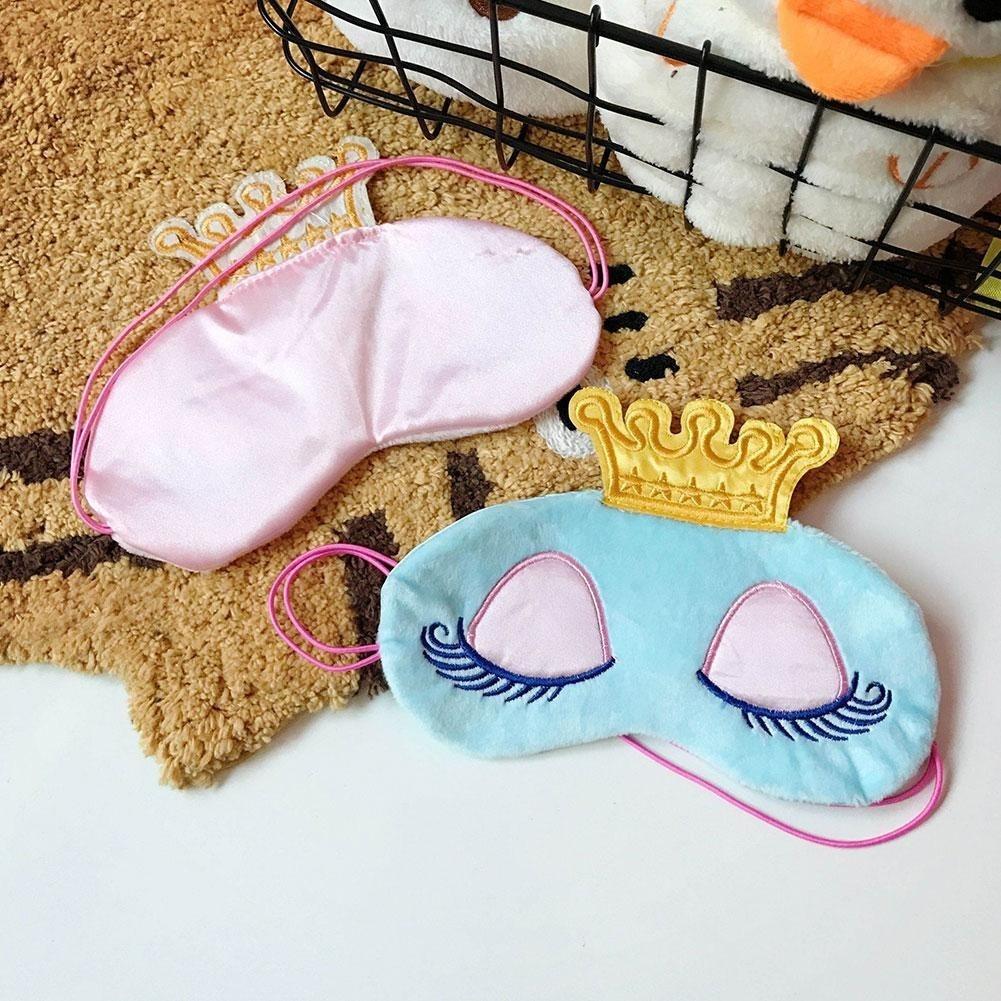 Cute Eyes Cover Crown Style Travel Sleeping Blindfold Shade Eye Mask (Color:Light blue,Pink)