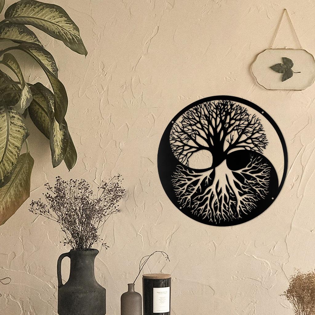 Baum des Lebens Wandkunst, Baum des Lebens Ying Yang Metall Wandkunst, Metall Wandkunst Innendekoration, Home Office Wand Wohnzimmer