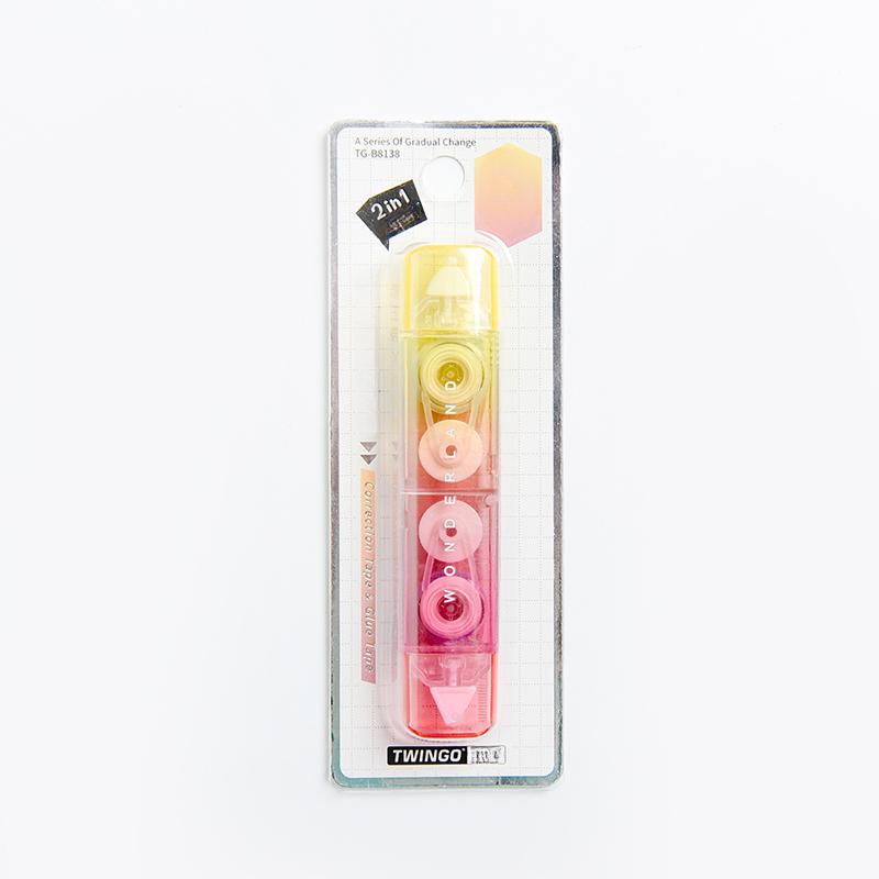 1pcs Gradual Color Correction Tape & Glue Tape Rainbow Design 2 In 1 Dual-side Correcting & Adhesive F7414