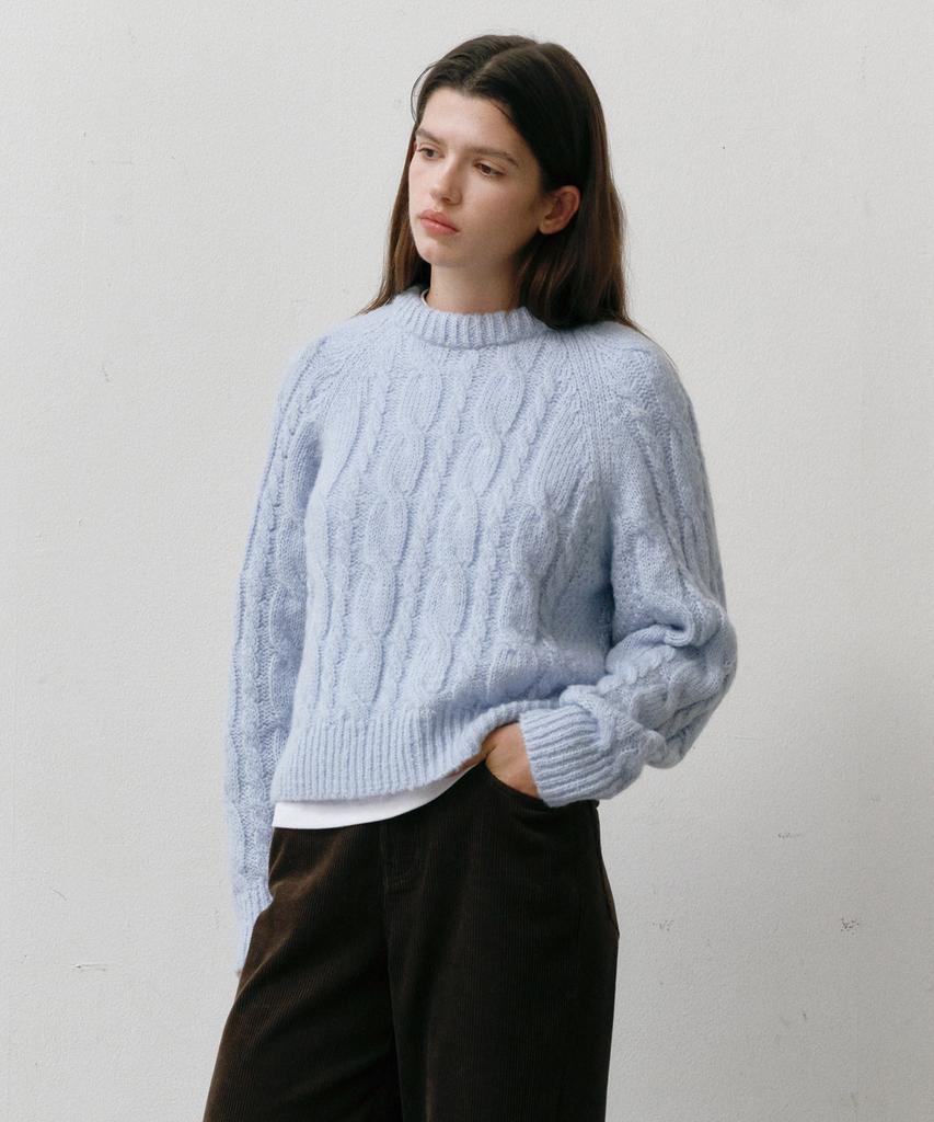 OSTKAKA Mohair Cable Pullover Sky Blue