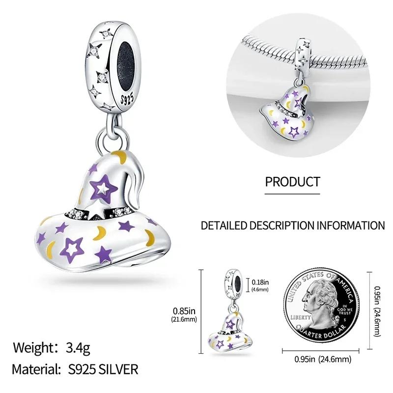 Realcopper Halloween Dangle Witch Magic Girl Charms Luminous Beads Fit Original Bracelet Diy Fine Jewelry Gifts For Women