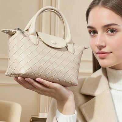 Leather Woven Bag 2025 New Model Versatile Niche Design Dumpling Bag Single Shoulder Crossbody Women's Bag Genuine Leather Handbag for Women