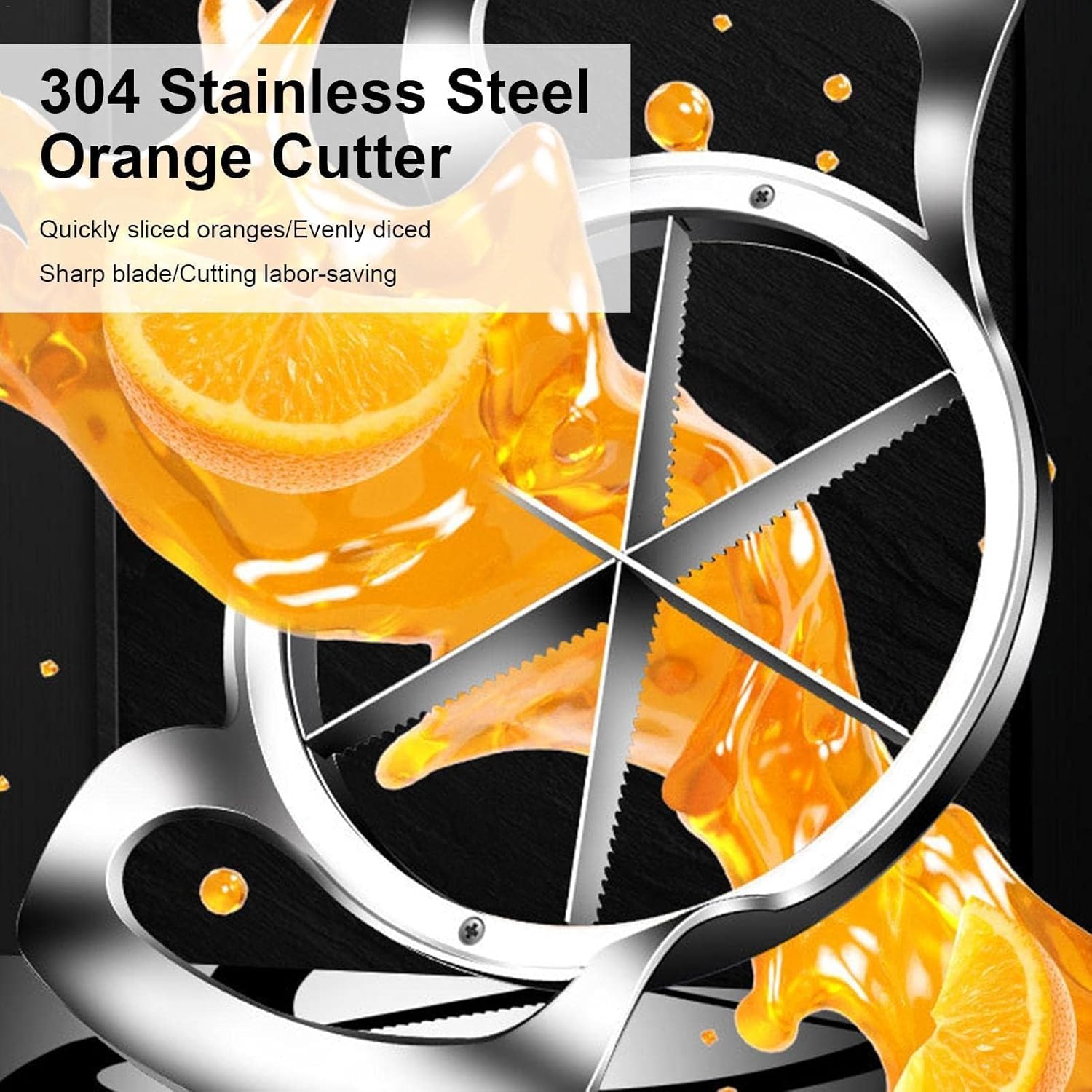 Orange Slicer and Cutter - Stainless Steel Apple Slicer With 6 Sharp Blades - Sturdy Divider Kitchen Gadget for Tomatoes and Lemons