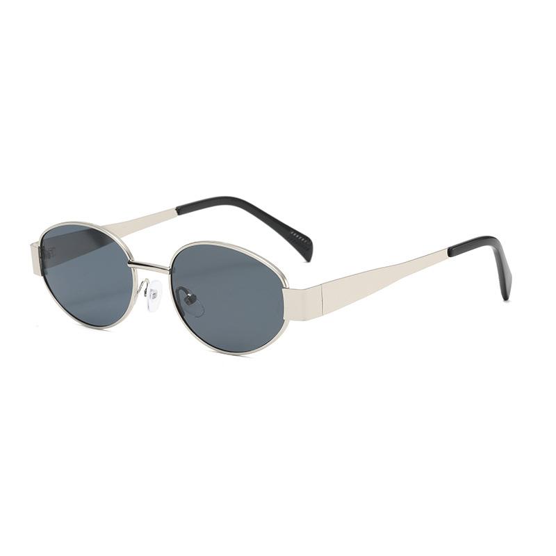 Hot-selling new Arc de Triomphe oval metal small frame sunglasses, European and American fashion street photography sunscreen sunglasses