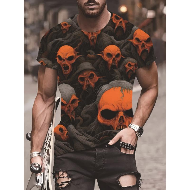 Men's T-shirt Creative Personality Skull 3D Digital Printing Short Sleeve Round Neck T-shirt