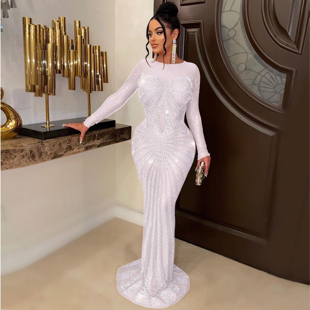 Elegant European & American Rhinestone Evening Gown