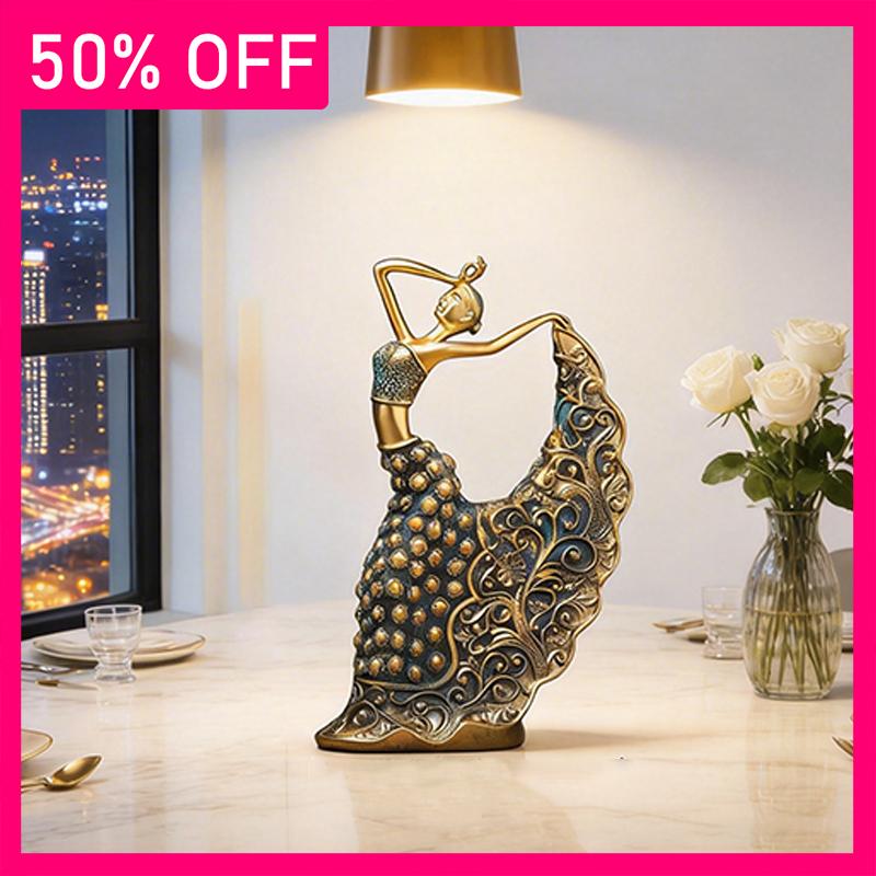 Collectibles Sculpture Peacock Dancing Girl Creative Desktop Ornament Home Decoration Nordic Luxury Revival Ancient Style Crafts