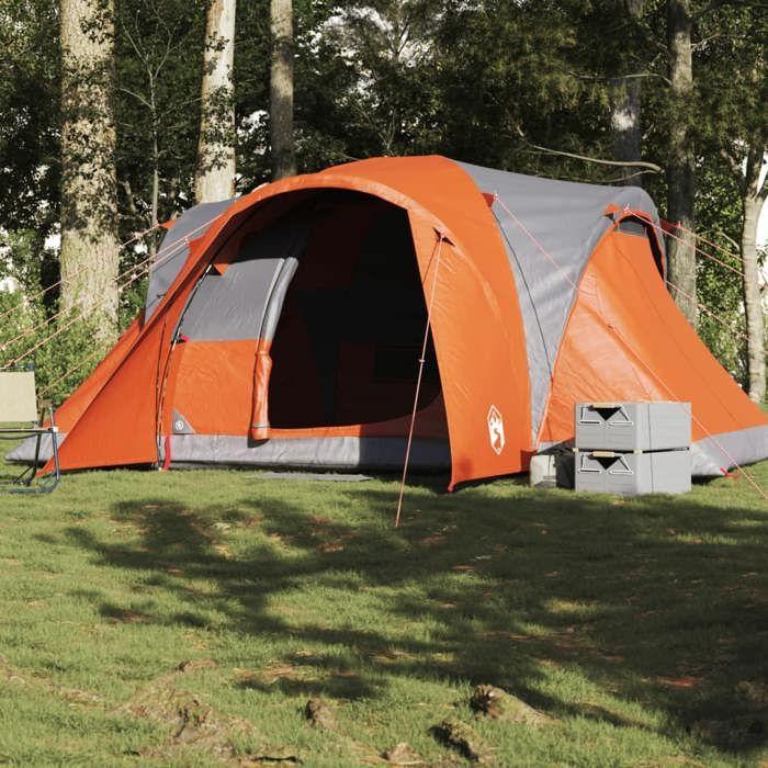 VidaXL Family Dome Tent 6 Person Grey and Orange Waterproof, Tent, Camping Shelter, Garden Shelter, Tent of 4009463
