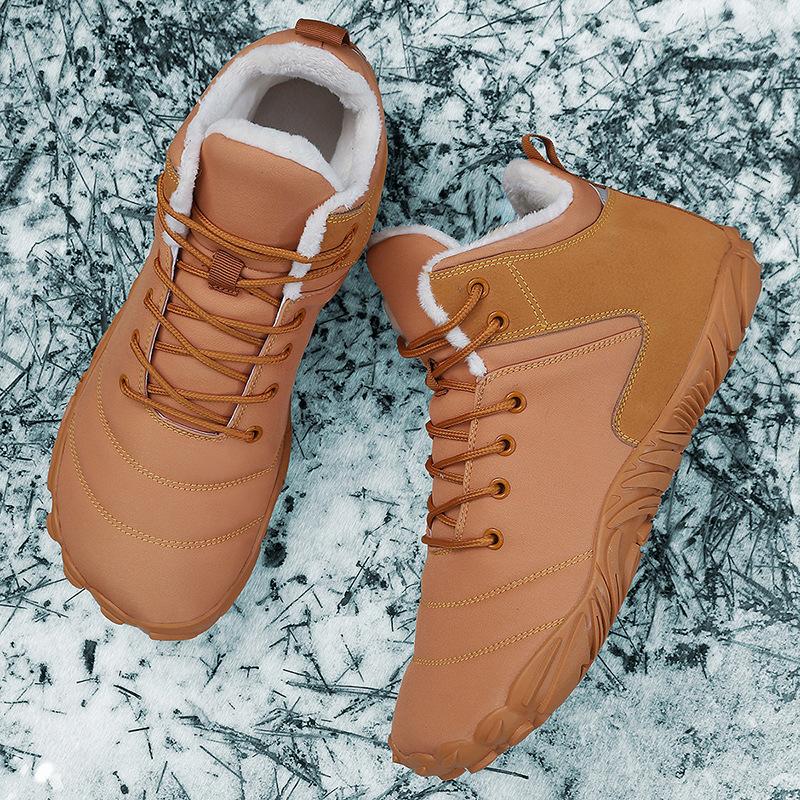 Outdoor winter snow boots men's waterproof barefoot five-finger cotton shoes women's velvet thickened warm non-slip cotton boots