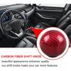 RYANSTAR Carbon Fiber Shift Knob Gear Shifter Knobs With 3 Adapters Round Ball Stick Shifter Level Red
