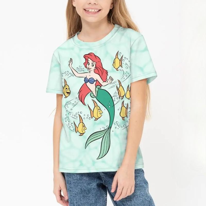 

Children s Cartoon Mermaid Print Underwater World Cute Multi-color T-shirts Girls Fashionable Soft Comfortable T-shirt 140