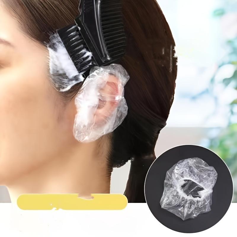 100pcs Ear Protection Cap Disposable Elastic Transparent Shower Earplugs, Suitable for Hair Dyeing and Bathing Earplugs Cap