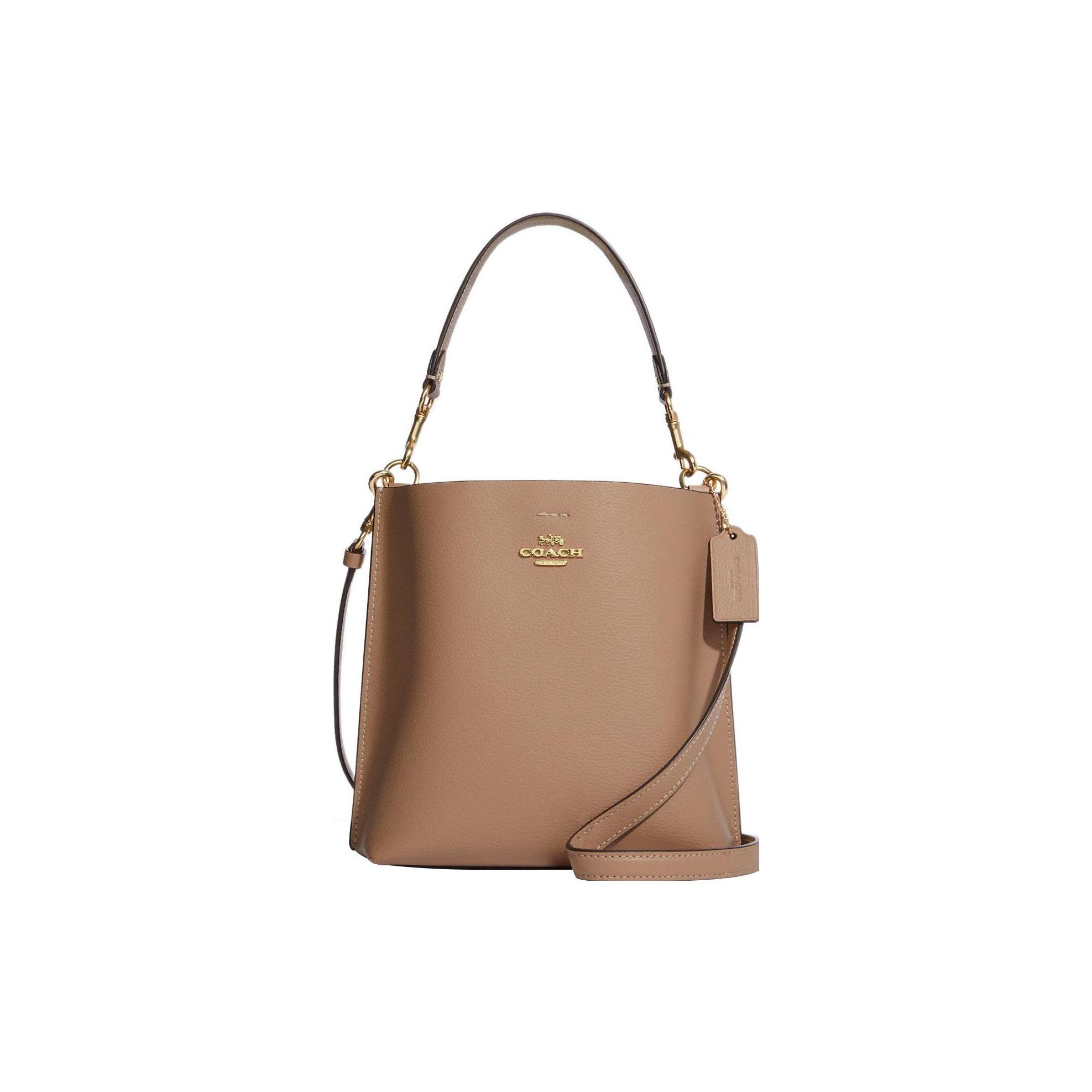 

Coach Mollie Solid Color Snap Closure Leather Bucket Bag Women handbags Gray-Brown CA177-IMTAU Basic Set (Bag+Dust Bag)