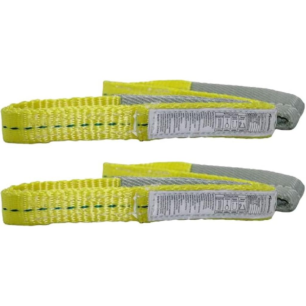 2 Pack 3FT Lift Sling Straps, 2 Ply Polyester Rigging Straps, 1inch Web Sling, 3100LBS Load Capacity Flat Eye-Eye Web Sling for Hoist, Tree Stumps,