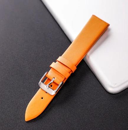 Cowhide Leather Watch Band Ultra Thin 12/14/16/18/20/22mm Watch Strap Plain Weave Needle Pattern Colorful Belt Replacement