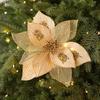 Realistic Glitter Christmas Poinsettia Velvet Christmas Tree Ornaments  Home Decor