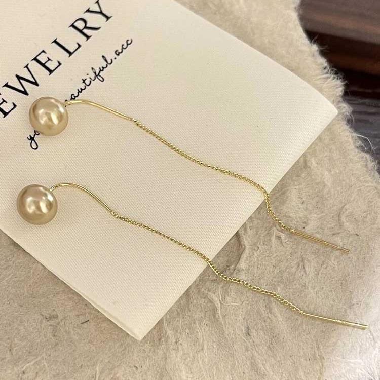 Elegant Champagne Pearl Earrings - Versatile S925 Sterling Silver Ear Wires
