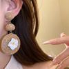 1 pair Temperament Egg Flower Earrings Bohemian Style Raffia Grass Earrings  Women