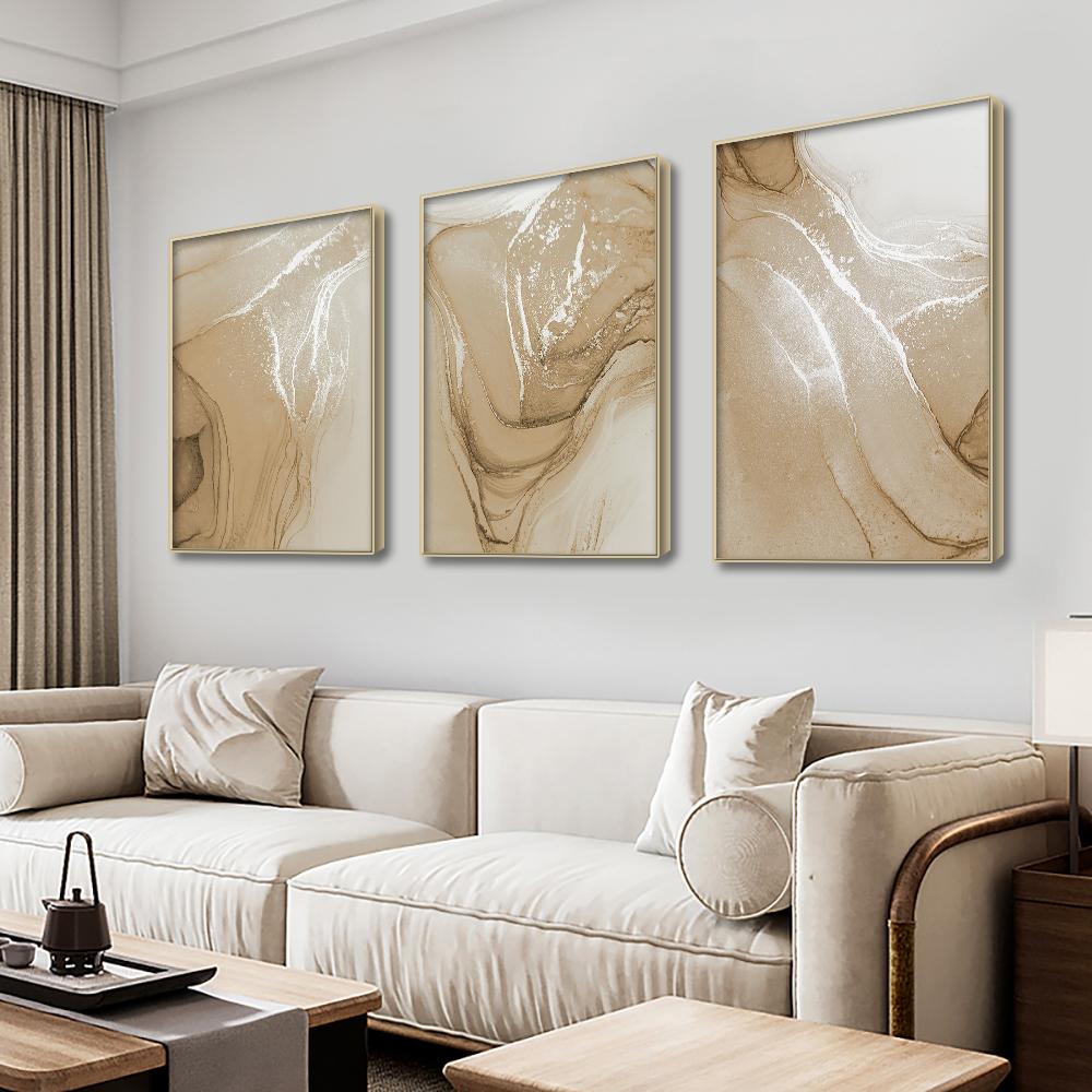 Boho Beige Marble Abstract Wall Art