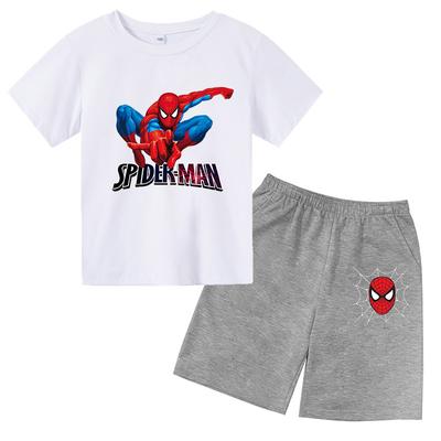 Summer SpiderMan Kids T-shirt Set Boys' Clothing  Leisure Cotton TShirt Short Sleeve Preschool 3-12 Girls' Cartoon Animal Print