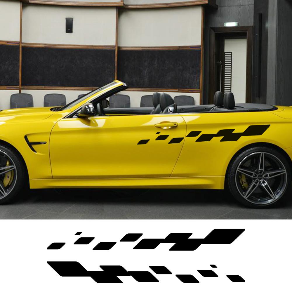 Universal Car Door Side Lattice Graphics Stickers Vinyl Film Decor Decals Auto External Tuning Accessories Fit For All Models