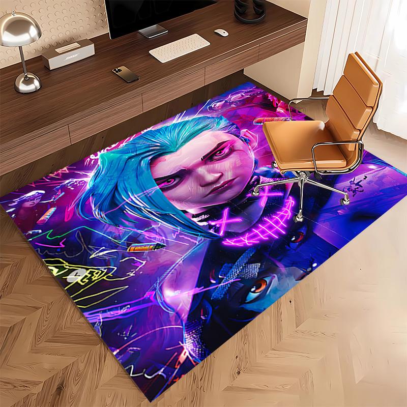 League of Legends Jinx Print Area Rug - Soft,Washable Non-Slip Indoor Mat,Living Room,Home Office Decorative Rug