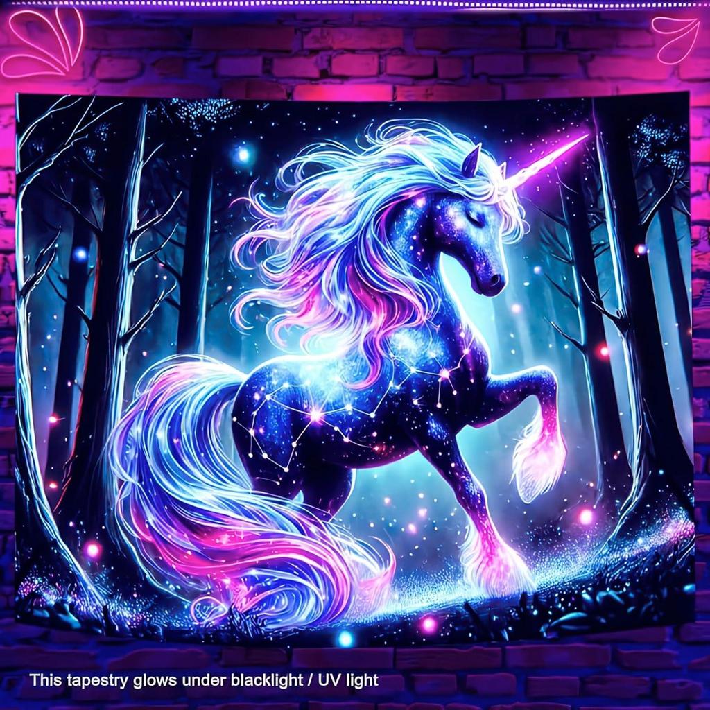 Fluorescent Unicorn Tapestry Blissyard