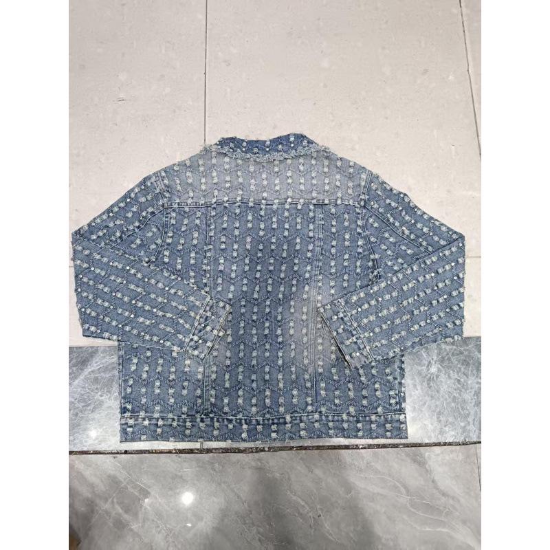 2025 Retro Ausgefranste Bestickte Strassstein Jeansjacke