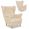 Bonito Scandinavian Family Meble Wing Chair, Beige, Light, Nice Corduroy