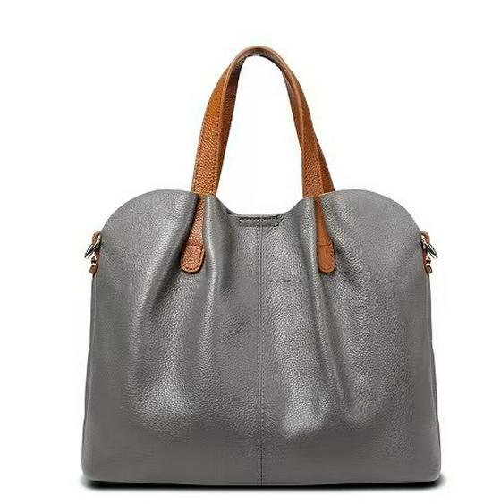 2025 Color Block Genuine Leather Women's Crossbody & Shoulder Handbag - Large Mother-and-Child Design