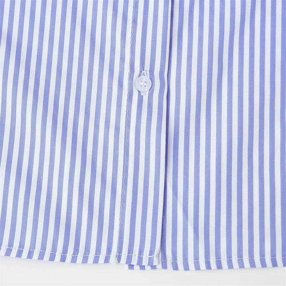 Spring/Summer 2025 Women's Fashion: Versatile Striped Shirt with Hollow Embroidery Design