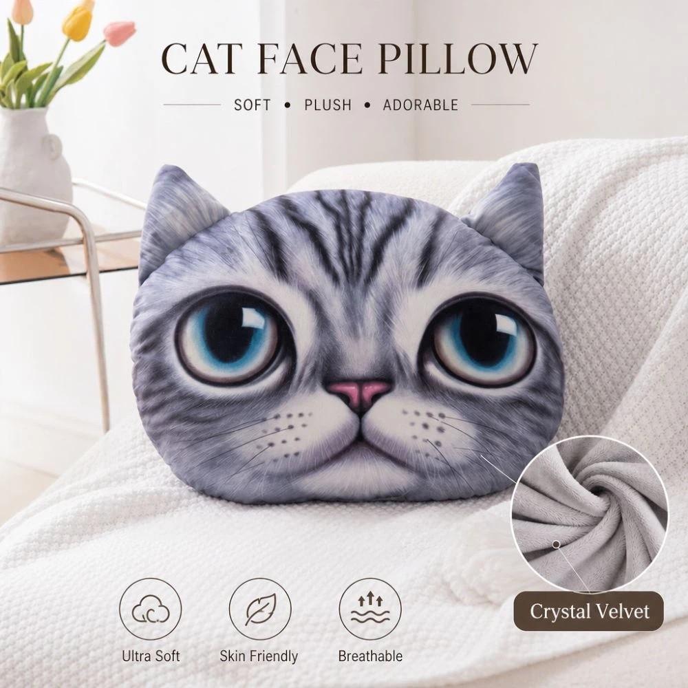3D 40CM Cat Dog Head Pillow Cushion Realistic Car Seat Cushion  Multipurpose