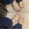 Fashion Litfun Women's Cork Sandals With Adjustable Buckle Fashion Women's Platform Slides Designed Leisure Women's Summer Flat Slippers