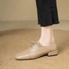 Fashion Women's New Leather Cowhide Spring and Autumn Lace Up Mid Heel Large Comfortable Casual Work Single Shoe